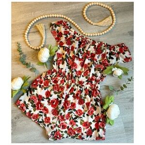 Floral Off The Shoulder Ruffle Romper